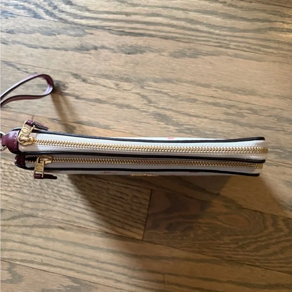 Coach Cream Wristlet with Pink Floral Accents - Picture 4 of 4